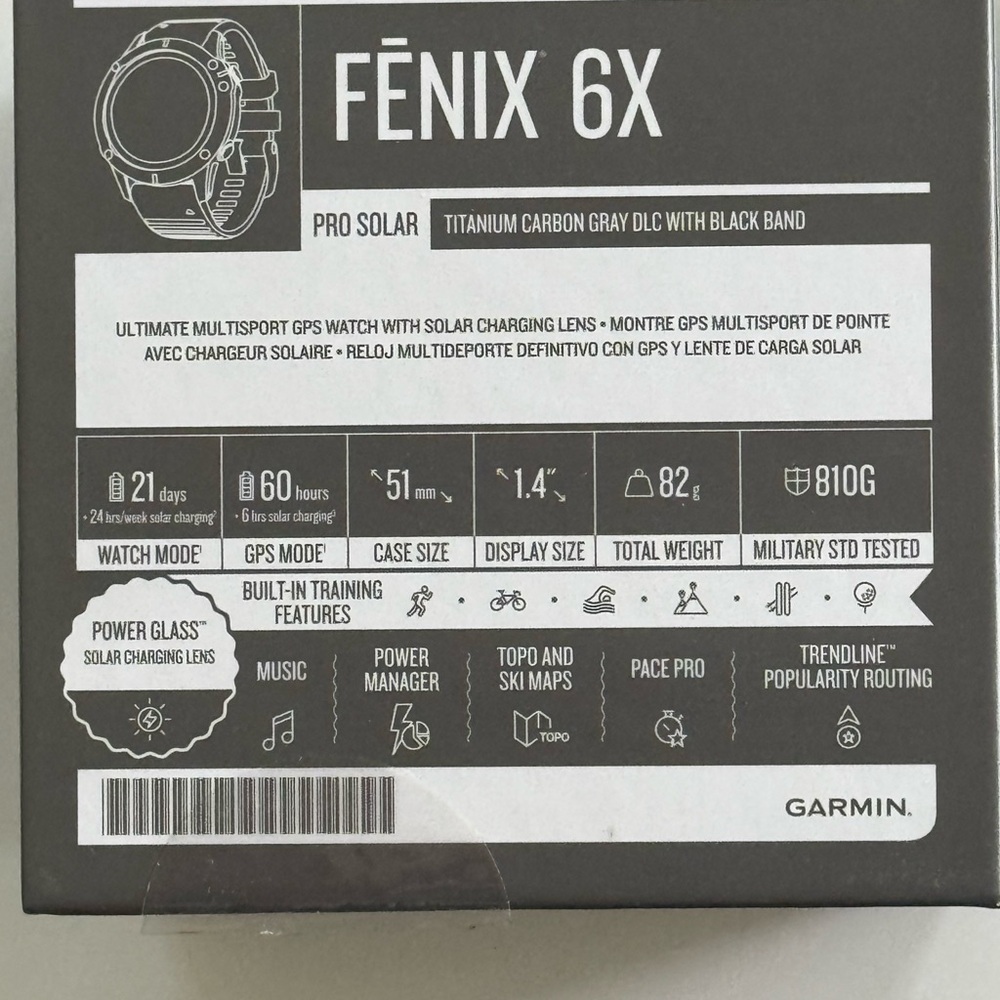 Garmin Fenix 6X Pro Solar Smartwatch - Black and Green - Picture 2 of 4